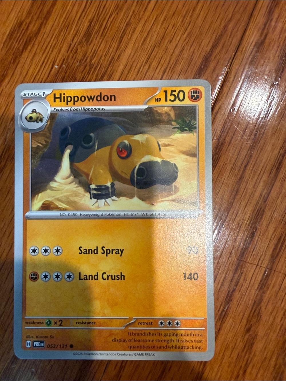 Pokemon Hippowdon Orange and Yellow Trading Card